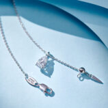 clasp's details of Sterling Silver Solitaire Pear-Shaped Zirconia Pendant Necklace