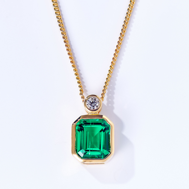 1.3ct Lab- Grown Emerald | Silver Necklace