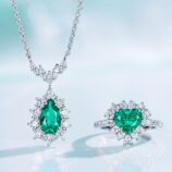 Sterling Silver Pear-Cut Green Cubic Zirconia Halo Pendant jewelry set: necklace vs. ring