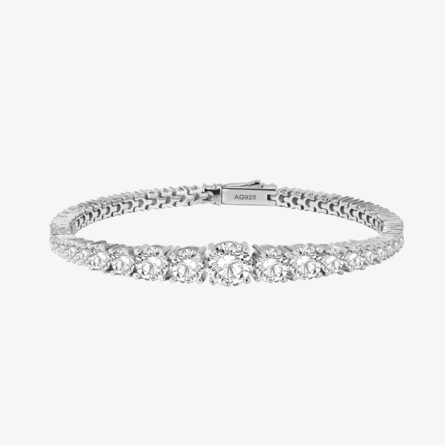 Pave Gradual Diamond | Silver Bracelet