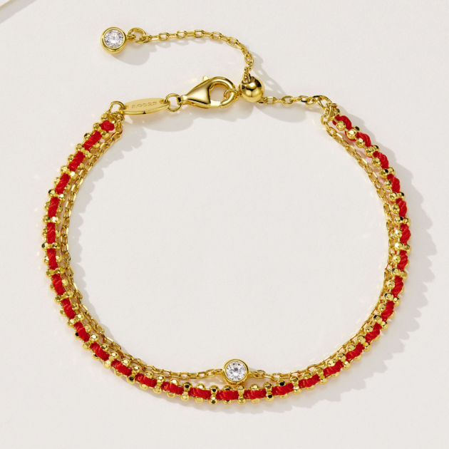 Braided Double-Layer Red String | Silver Bracelet