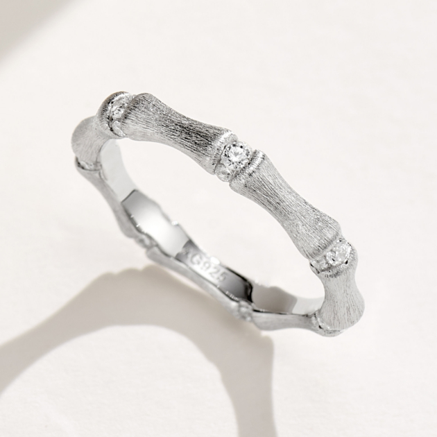 Bamboo Textured | Silver Ring