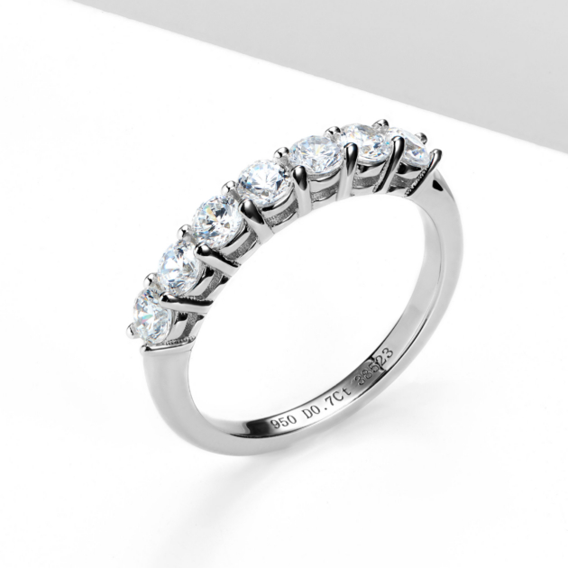 7-Diamond Half Eternity | Silver Ring