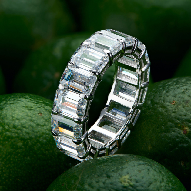 Oval Diamond Eternity  | Silver Ring