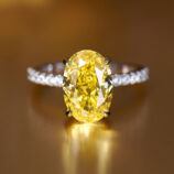 front view close-up of Luxury Yellow Gemstone Sterling Silver Ring