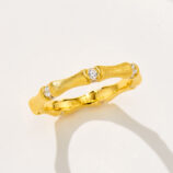 side view close-up of Nature-Inspired Bamboo Design Textured Sterling Silver Ring