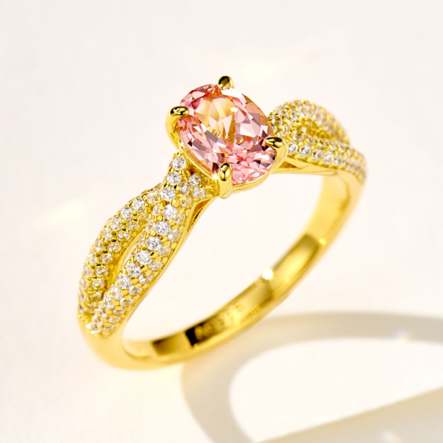 1ct Padparadscha Diamond | Silver Ring