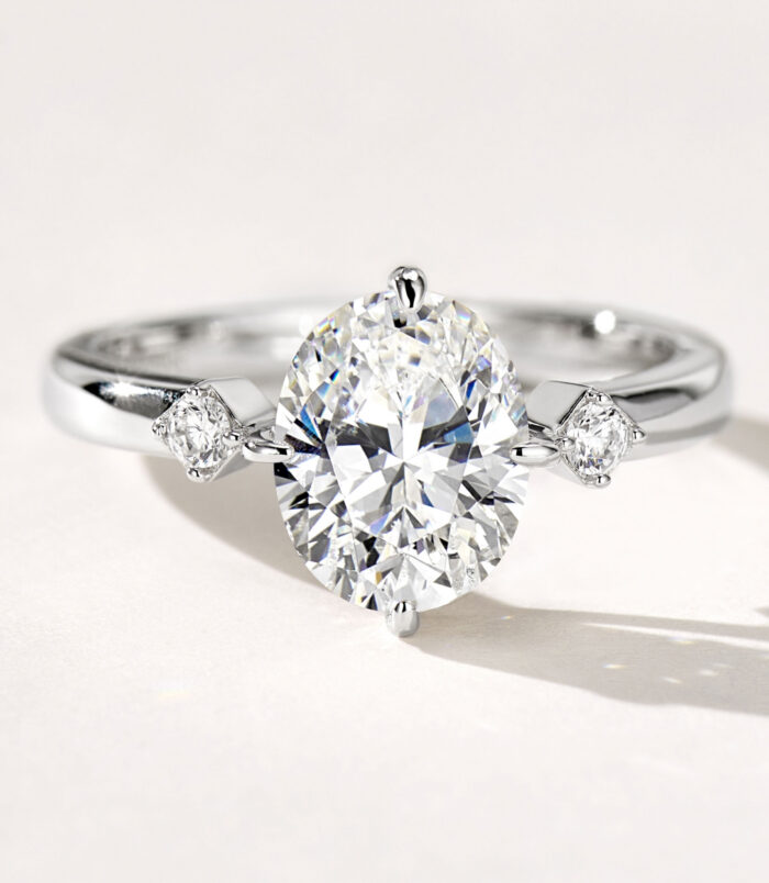 Rhodium plated Luxurious Oval-Cut Cubic Zirconia Gold-Plated Sterling Silver Ring Rhodium plated Luxurious Oval-Cut Cubic Zirconia Gold-Plated Sterling Silver Ring front view