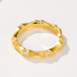 inner view close-up of Nature-Inspired Bamboo Design Textured Sterling Silver Ring