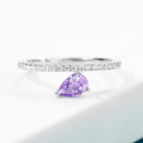 front side close-up of Romantic Pear-Cut Cubic Zirconia Sterling Silver Ring