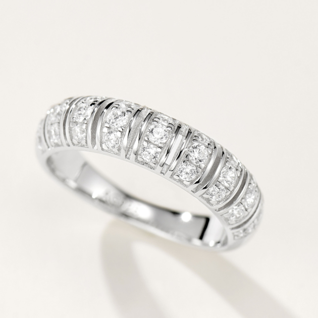 Half-Eternity Diamond | Silver Ring