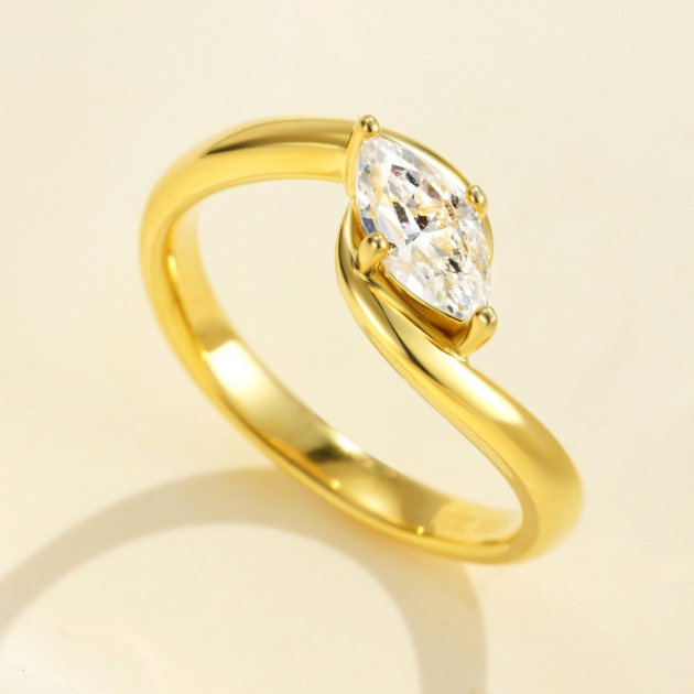 Bond Marquise cut Diamond | Silver Ring