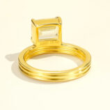 back view close-up of gold plated Emerald-Cut Cubic Zirconia Sterling Silver ring