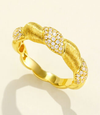 side view close-up of Modern Textured Brushed Sterling Silver Band Ring