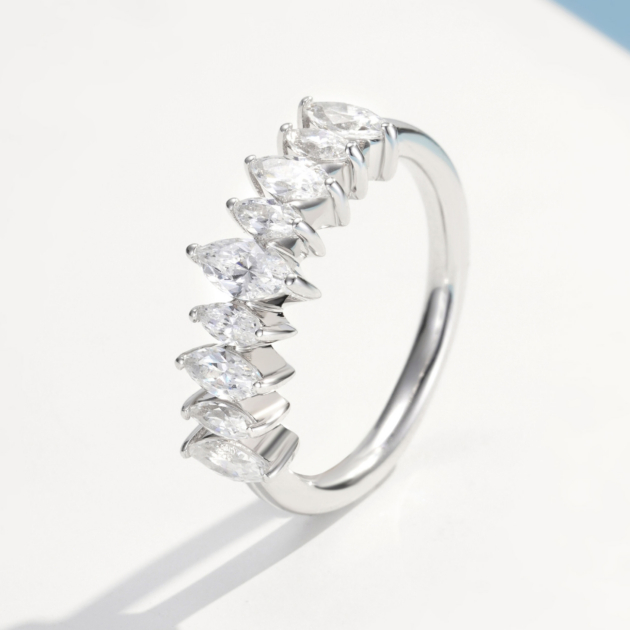 Marquise cut Diamond Pave | Silver Ring