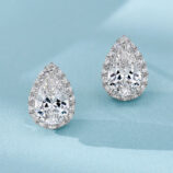 front view close-up of Sterling Silver Pear-Shaped Stud Earrings