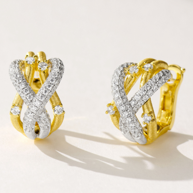 3D Wrapped Brushed Diamond Earrings | Silver Earrings