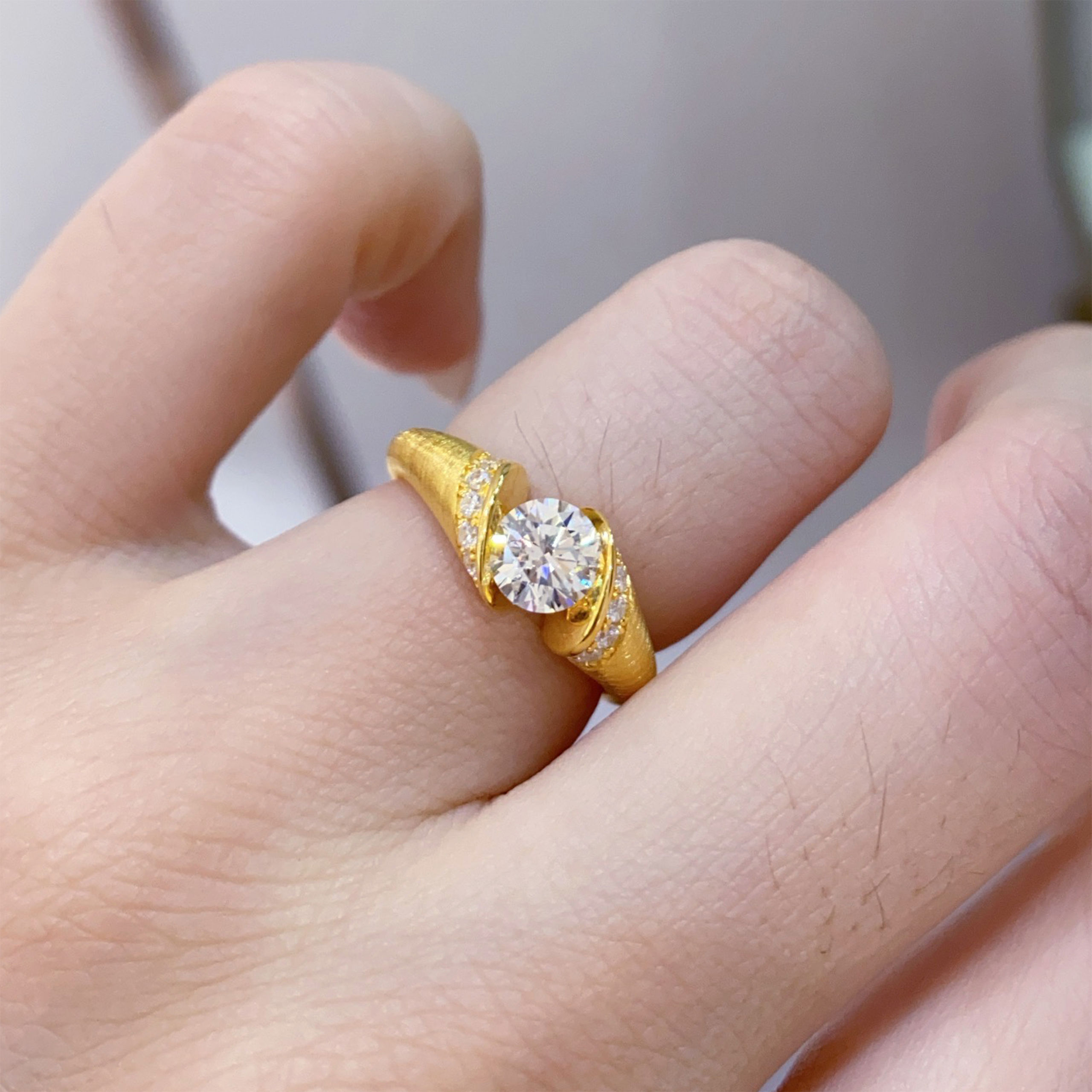 Floating Brushed Diamond Ring| Silver Ring - 图片 5