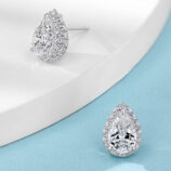 side view close-up of Sterling Silver Pear-Shaped Stud Earrings