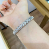 925 Sterling Silver Hexagonal Bracelet on a wrist