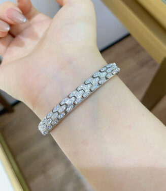 925 Sterling Silver Hexagonal Bracelet on a wrist