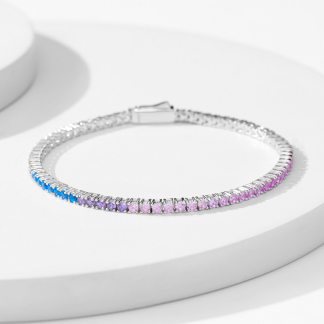 Mini Rainbow Diamond Bracelet | Silver Bracelet
