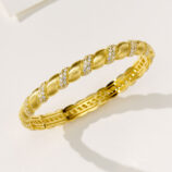18k Gold-Plated 925 Silver Bracelet | Vintage Twisted Brushed Design | Elegant Bangle