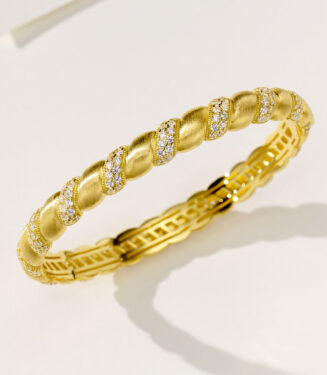 18k Gold-Plated 925 Silver Bracelet | Vintage Twisted Brushed Design | Elegant Bangle