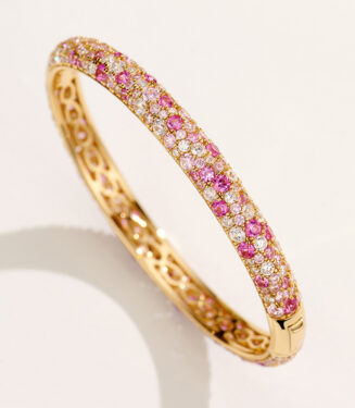side view of pink Diamond Gradient Bangle Bracelet