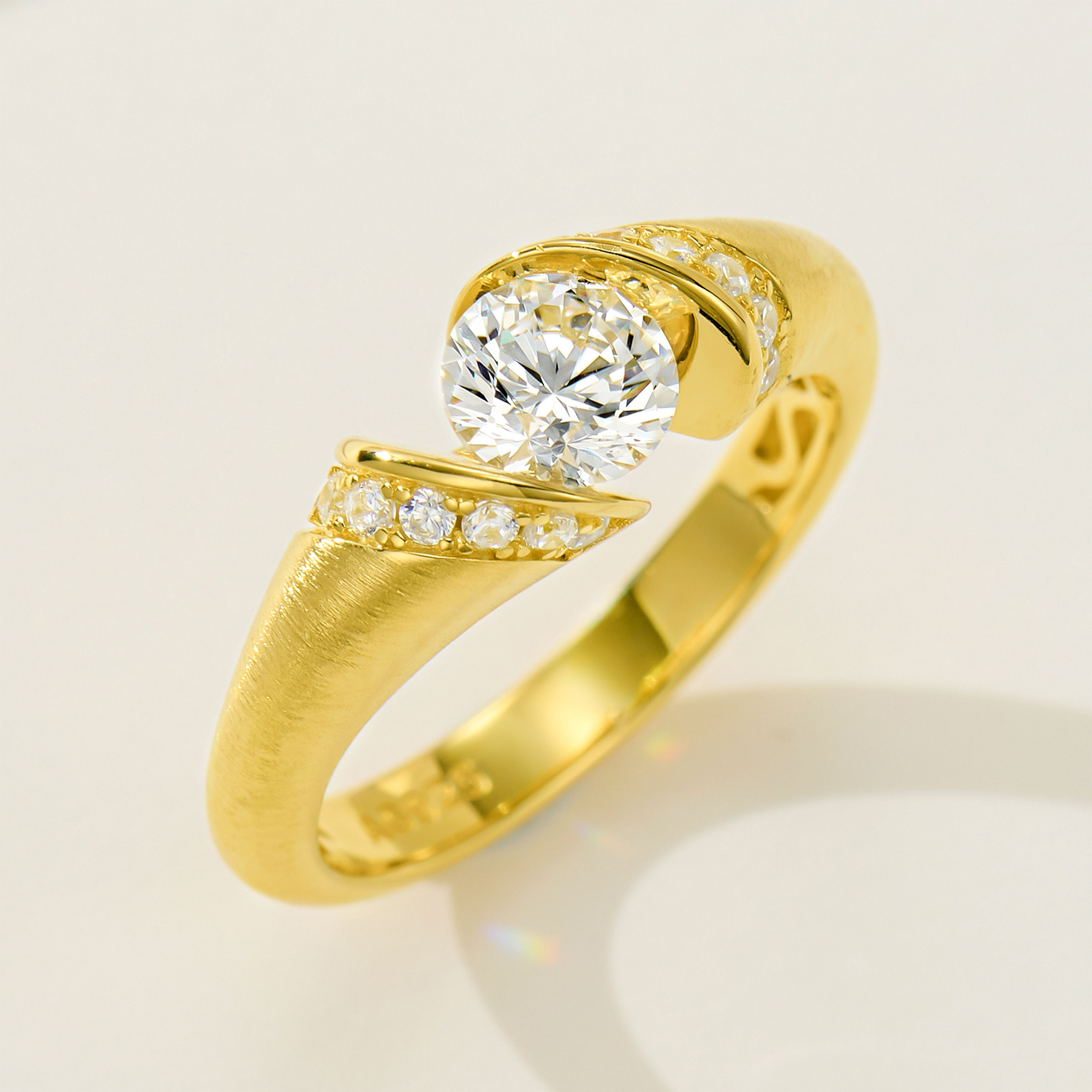 Floating Brushed Diamond Ring| Silver Ring