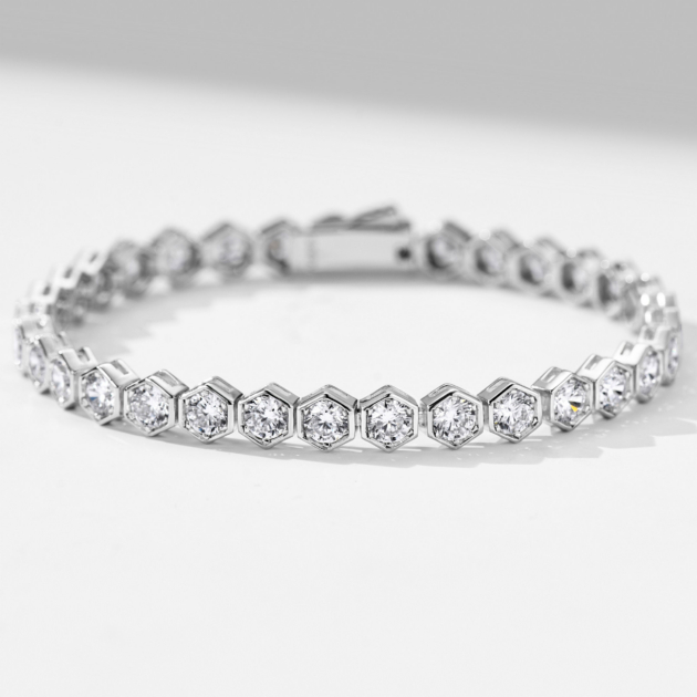 Honeycomb Diamond Bracelet | Silver Bracelet