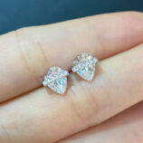 hand held close up of Sterling Silver Pear cut Cubic Zirconia Stud Earrings