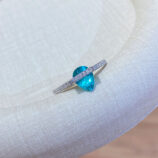 Pear-Shaped Paraiba Sterling Silver Ring displayed on a jewelry box