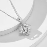 back view close-up of Dazzling Sterling Silver Snowflake Pendant Necklace