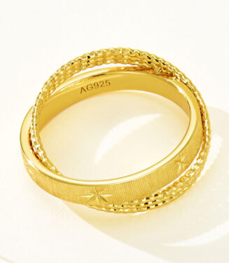 back view close-up of Sterling Silver Star Engraved Textured Bands