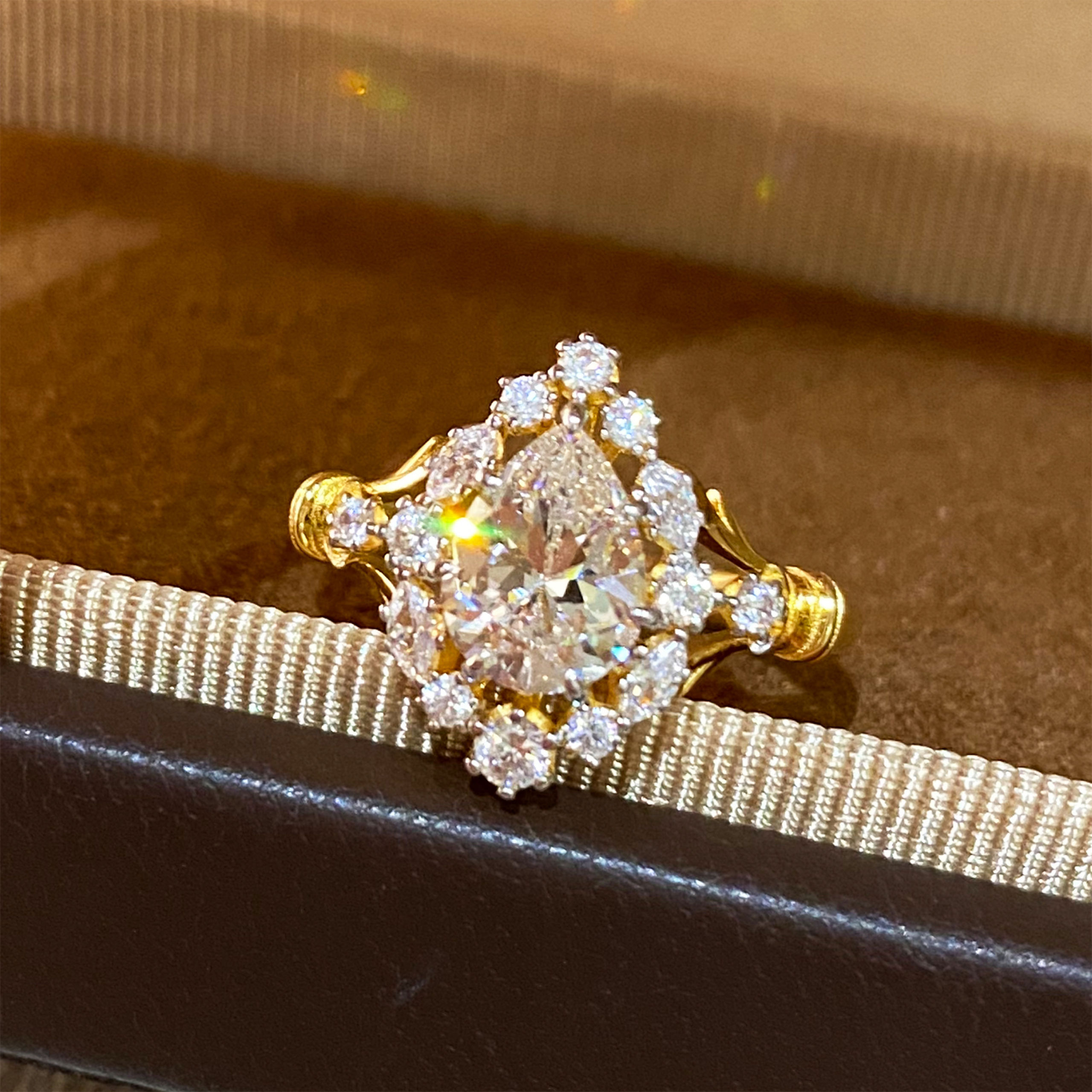 Cluster of Water Drop Diamond Ring | Silver Ring - 图片 8