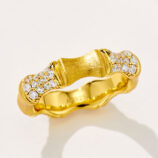 18K gold-plated sterling silver bamboo - shaped ring, inlaid with sparkling zircon, a perfect combination of fashion and elegance.