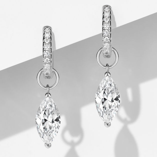 Marquise Diamond Earrings[Diamond-set Version] | Silver Earrings