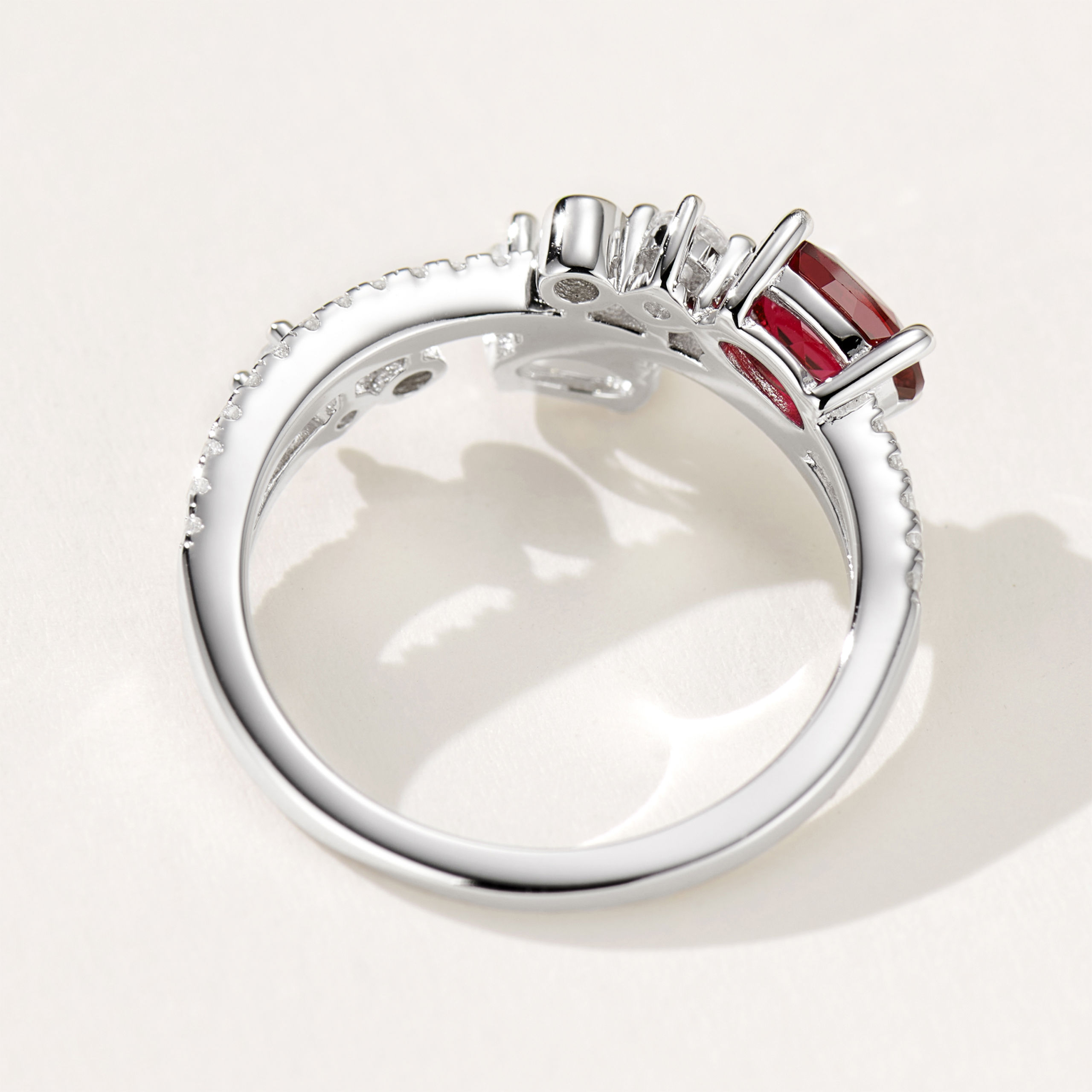 Starry Twin Stone Ring|Silver Ring - 图片 4