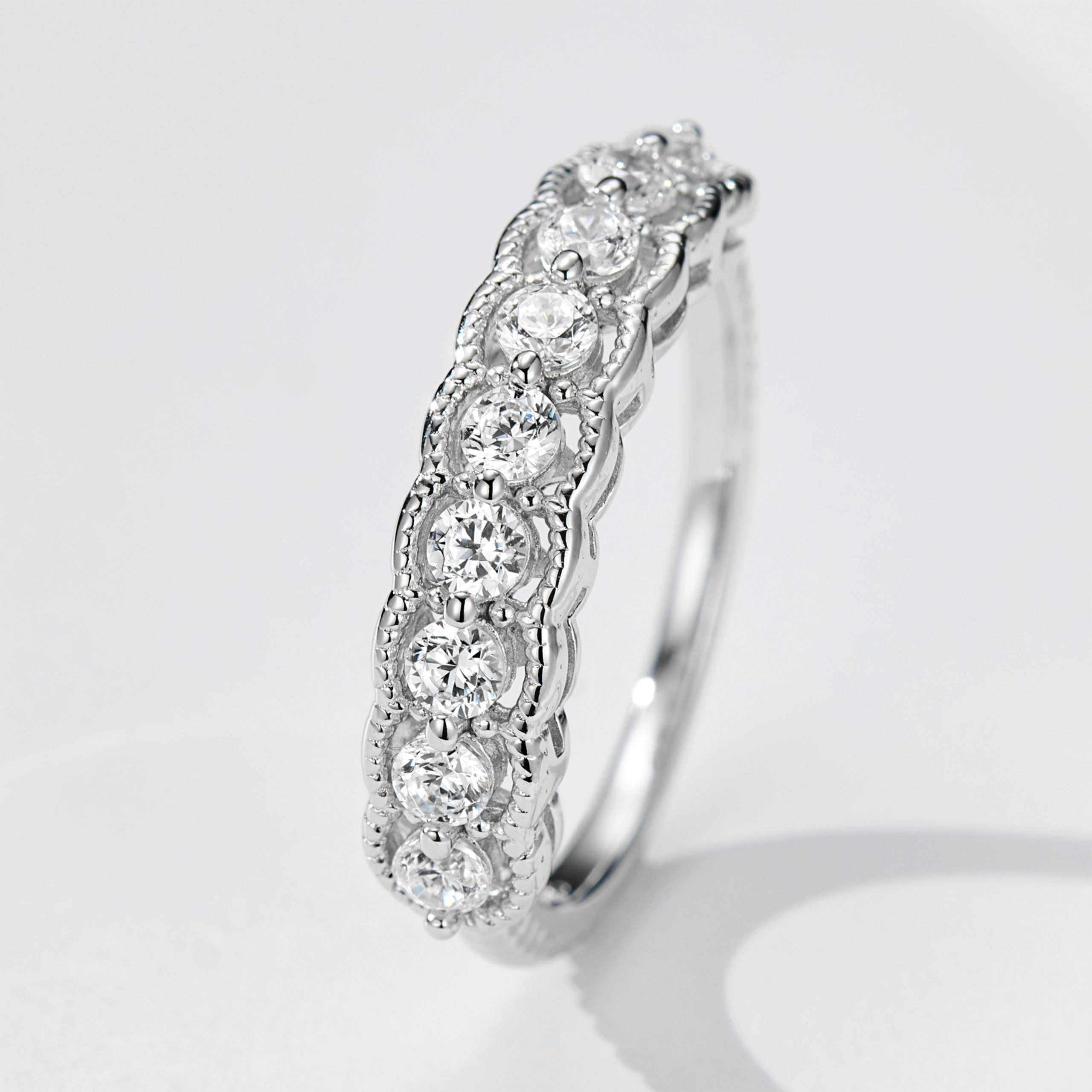 Twisted Pavé Band Ring|Silver Ring