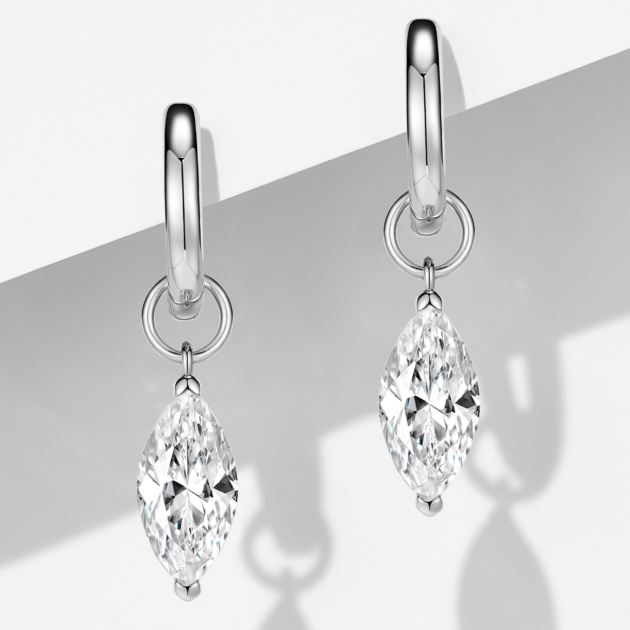 Marquise Diamond Earrings [Plain Gold Version]| Silver Earrings
