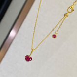 clasp details of Charming Sterling Silver Heart-Shaped Red Zirconia Stone Necklace