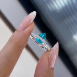 hand held close-up details of Pear-Shaped Paraiba Sterling Silver Ring