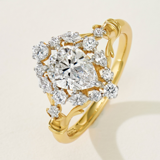 Cluster of Water Drop Diamond Ring | Silver  Ring