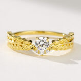 Exquisite sterling silver wheat ear ring with a sparkling round cubic zirconia centerpiece, symbolizing prosperity and abundance, crafted with intricate detailing for a nature-inspired look.