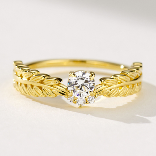 Leaf and Floral Tiara Diamond Ring｜Silver Ring