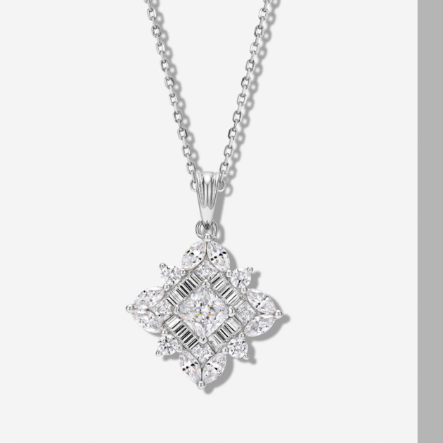 Princess Diamond Necklace | Silver Necklace