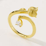 side view close-up of Symbolic Lily of the Valley Sterling Silver Ring with Zircon drop