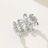 side view close-up of Romantic Floral Design Sterling Silver Ring