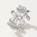 Exquisite sterling silver ring with a delicate floral design, featuring intricate rope-textured petals and sparkling zircon centers, offering a romantic and elegant look.